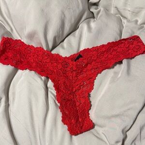 Red “Power Panties” Lace Red Thong Panties